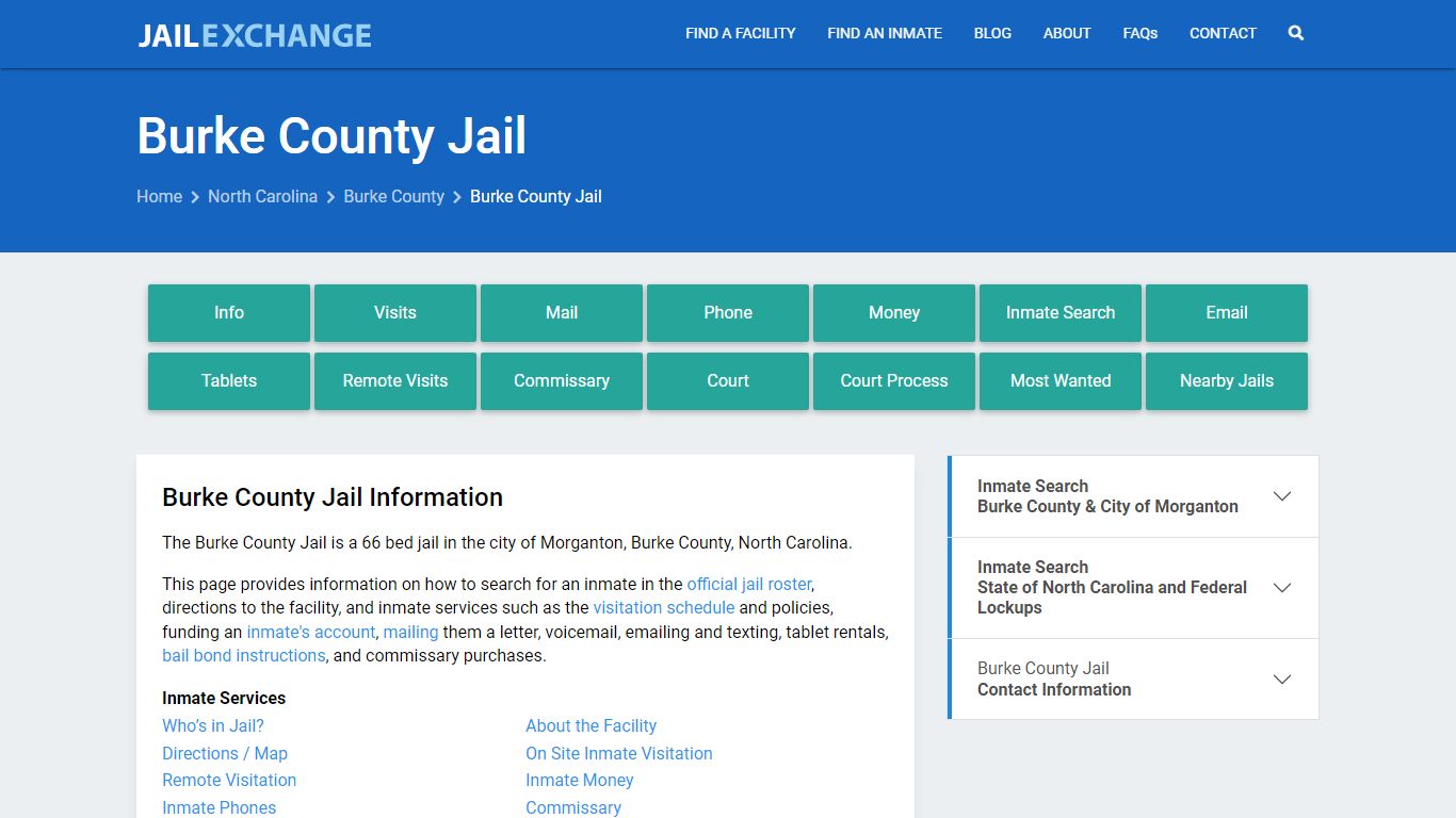 Burke County Jail, NC Inmate Search, Information - Jail Exchange